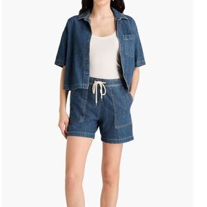 James Perse pull on short in medium denim wash